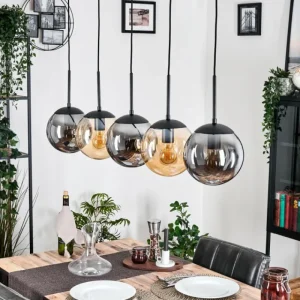 hofstein Gastor Suspension, Boule lumineuse, Suspension Ambre, Fumé, 5 lumières* Lampes Modernes