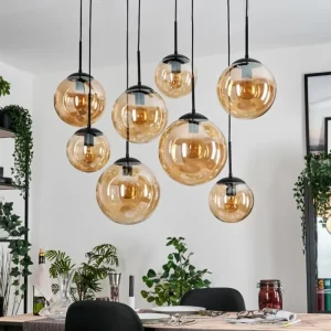hofstein Gastor Suspension, Boule lumineuse, Suspension Ambre, 8 lumières* Lampes En Verre