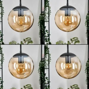 hofstein Gastor Suspension, Boule lumineuse 30 cm Ambre, 3 lumières* Lampes En Verre