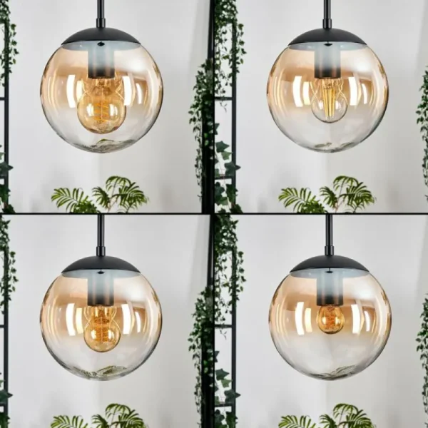 hofstein Gastor Suspension, Boule lumineuse Ambre, Clair, 3 lumières* Lampes En Verre
