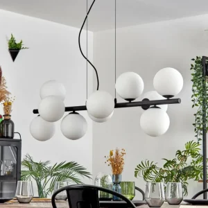 hofstein Gastor Suspension, Boule lumineuse, Suspension Blanc, 10 lumières* Lampes En Verre