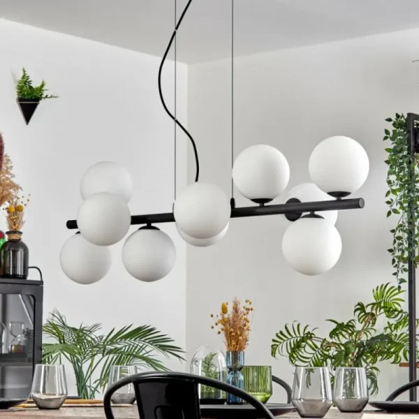 hofstein Gastor Suspension, Boule lumineuse, Suspension Blanc, 10 lumières* Lampes En Verre