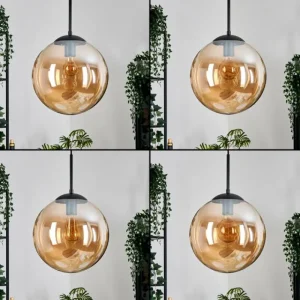 hofstein Gastor Suspension, Boule lumineuse Noir, 2 lumières* Lampes En Verre