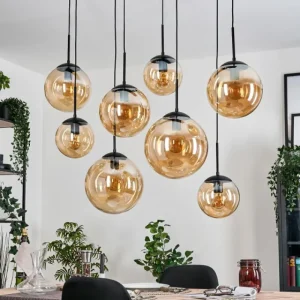 hofstein Gastor Suspension, Boule lumineuse, Suspension Ambre, 8 lumières* Lampes En Verre