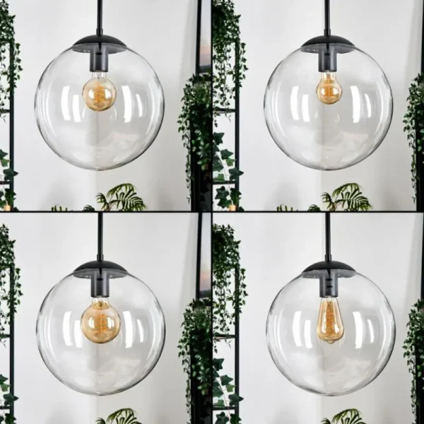 hofstein Gastor Suspension, Boule lumineuse, Suspension Clair, 2 lumières* Lampes En Verre