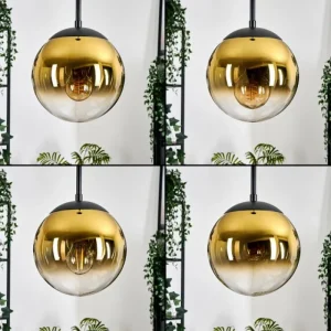 hofstein Gastor Suspension, Boule lumineuse, Suspension Or, Clair, 5 lumières* Lampes En Verre