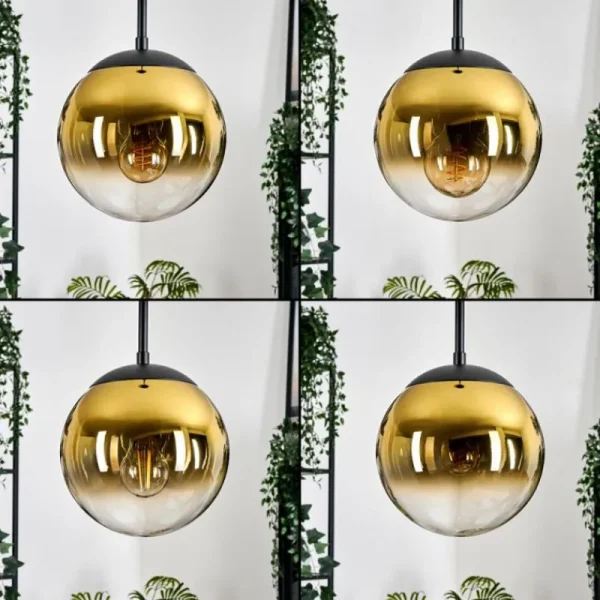 hofstein Gastor Suspension, Boule lumineuse, Suspension Or, Clair, 5 lumières* Lampes En Verre