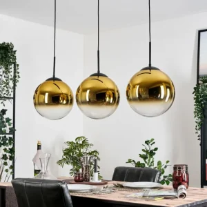 hofstein Gastor Suspension, Boule lumineuse, Suspension Or, Clair, 3 lumières* Lampes En Verre