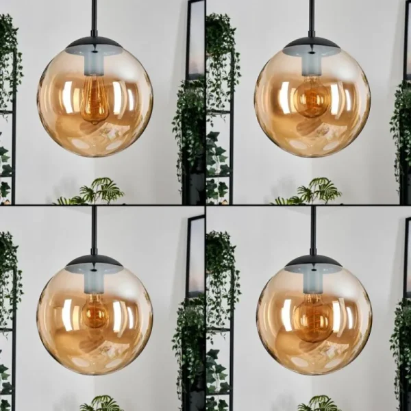 hofstein Gastor Suspension, Boule lumineuse, Suspension Ambre, 3 lumières* Lampes En Verre