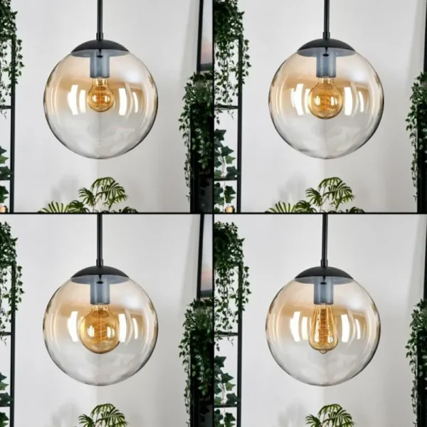 hofstein Gastor Suspension, Boule lumineuse Ambre, Clair, 3 lumières* Lampes En Verre