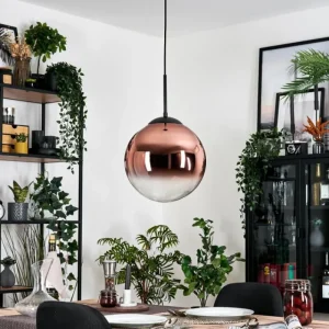 hofstein Gastor Suspension, Boule lumineuse, Suspension 30 cm Clair, Cuivré, 1 lumière* Lampes En Verre