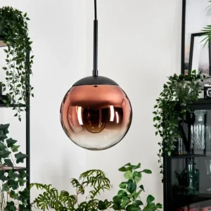 hofstein Gastor Suspension, Boule lumineuse, Suspension Clair, Cuivré, 1 lumière* Lampes En Verre