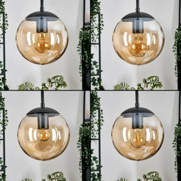 hofstein Gastor Suspension, Boule lumineuse Ambre, 3 lumières* Lampes En Verre