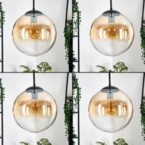 hofstein Gastor Suspension, Boule lumineuse, Suspension Ambre, Clair, 3 lumières* Lampes En Verre
