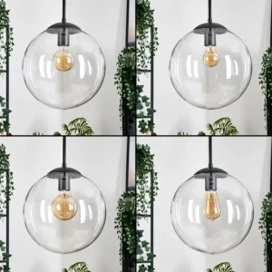 hofstein Gastor Suspension, Boule lumineuse, Suspension Clair, 3 lumières* Lampes En Verre