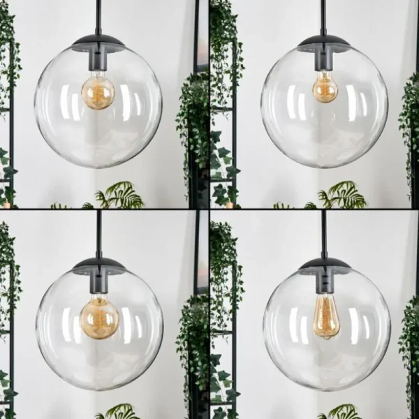 hofstein Gastor Suspension, Boule lumineuse, Suspension Clair, 3 lumières* Lampes En Verre