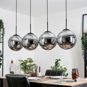 hofstein Gastor Suspension, Boule lumineuse, Suspension Chrome, Fumé, 4 lumières* Lampes Modernes