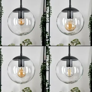 hofstein Gastor Suspension, Boule lumineuse, Suspension Clair, 4 lumières* Lampes En Verre