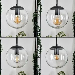 hofstein Gastor Suspension, Boule lumineuse Clair, 3 lumières* Lampes En Verre