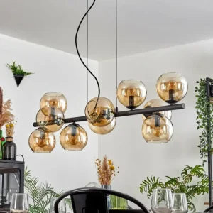 hofstein Gastor Suspension, Boule lumineuse, Suspension Ambre, 10 lumières* Lampes En Verre