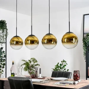 hofstein Gastor Suspension, Boule lumineuse, Suspension Or, Clair, 4 lumières* Lampes En Verre