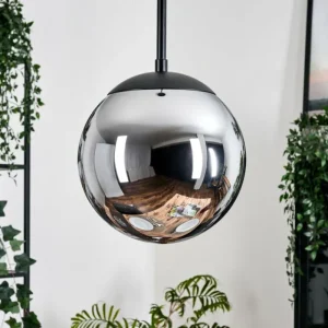hofstein Gastor Suspension, Boule lumineuse 20 cm Chrome, Fumé, 1 lumière* Lampes Modernes