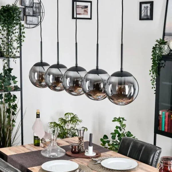 hofstein Gastor Suspension, Boule lumineuse, Suspension Fumé, 5 lumières* Lampes Modernes