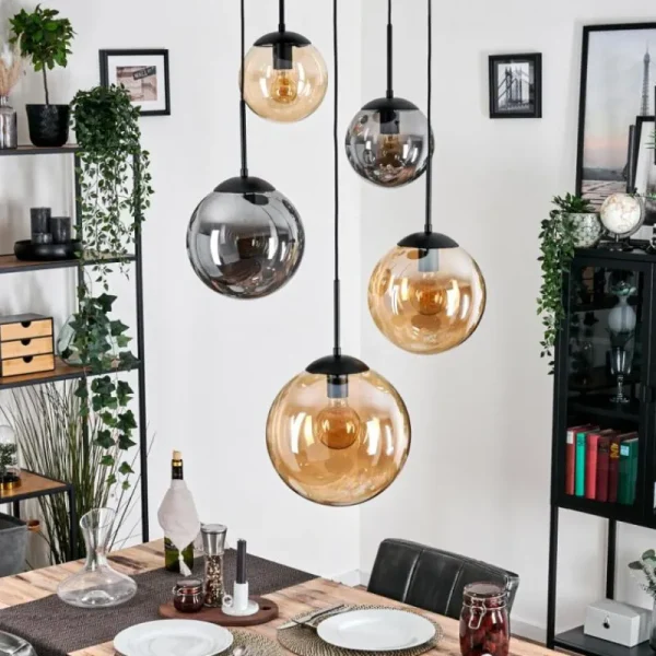 hofstein Gastor Suspension, Boule lumineuse 45 cm Noir, 5 lumières* Lampes Modernes