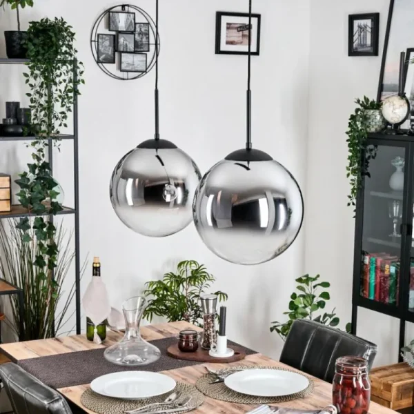 hofstein Gastor Suspension, Boule lumineuse Noir, 2 lumières* Lampes Modernes
