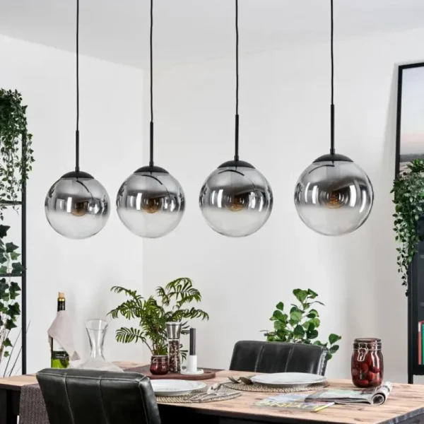 hofstein Gastor Suspension, Boule lumineuse, Suspension Clair, Fumé, 4 lumières* Lampes Modernes