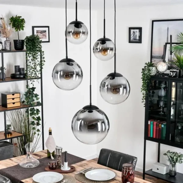 hofstein Gastor Suspension, Boule lumineuse 45 cm Noir, 5 lumières* Lampes Modernes