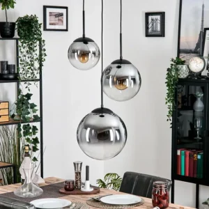 hofstein Gastor Suspension, Boule lumineuse Clair, Fumé, 3 lumières* Lampes Modernes
