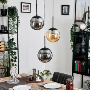 hofstein Gastor Suspension, Boule lumineuse Ambre, Fumé, 3 lumières* Lampes Modernes