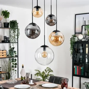 hofstein Gastor Suspension, Boule lumineuse 45 cm Noir, 5 lumières* Lampes Modernes