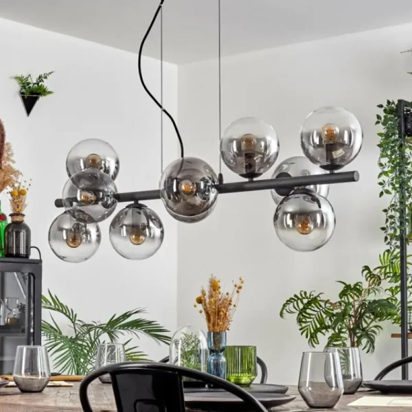 hofstein Gastor Suspension, Boule lumineuse, Suspension Clair, Fumé, 10 lumières* Lampes Modernes