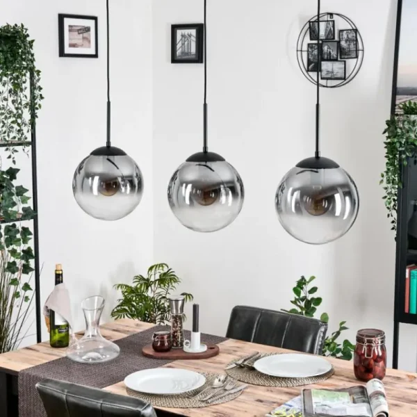 hofstein Gastor Suspension, Boule lumineuse Noir, 3 lumières* Lampes Modernes