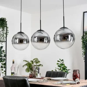 hofstein Gastor Suspension, Boule lumineuse, Suspension Clair, Fumé, 3 lumières* Lampes Modernes