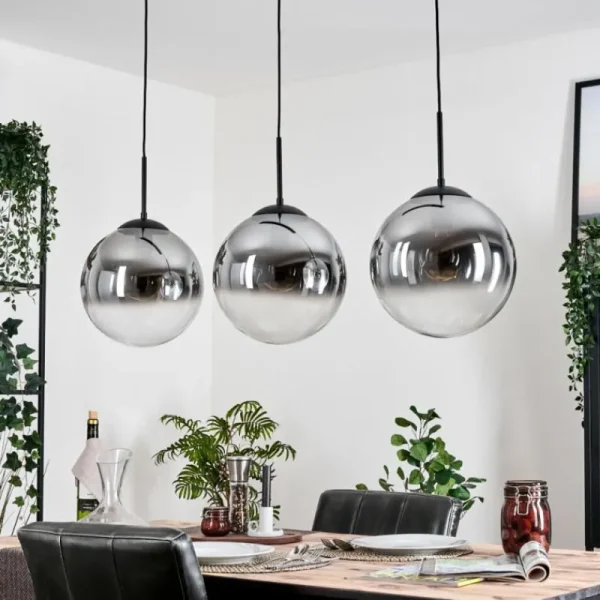 hofstein Gastor Suspension, Boule lumineuse, Suspension Clair, Fumé, 3 lumières* Lampes Modernes