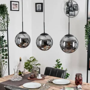 hofstein Gastor Suspension, Boule lumineuse Noir, 3 lumières* Lampes Modernes