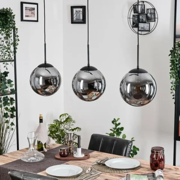hofstein Gastor Suspension, Boule lumineuse Noir, 3 lumières* Lampes Modernes