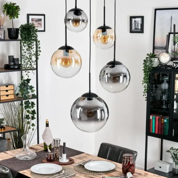 hofstein Gastor Suspension, Boule lumineuse 45 cm Noir, 5 lumières* Lampes Modernes