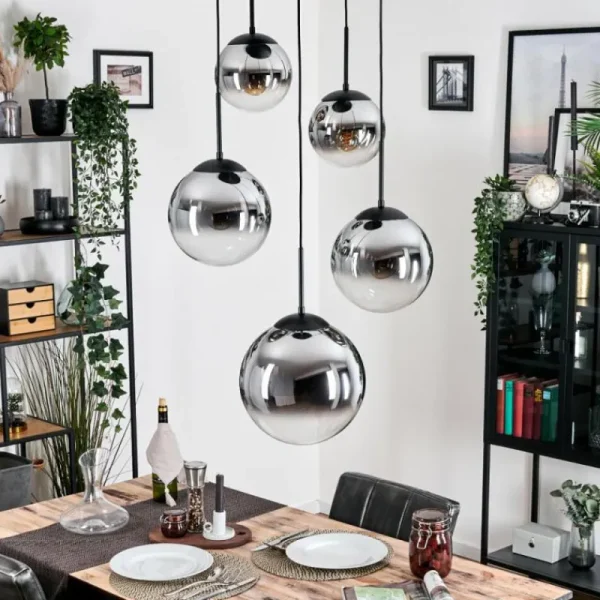 hofstein Gastor Suspension, Boule lumineuse 45 cm Noir, 5 lumières* Lampes Modernes