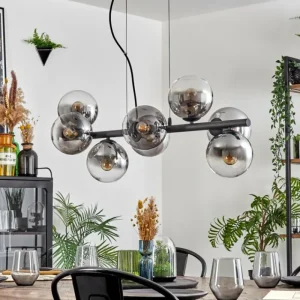hofstein Gastor Suspension, Boule lumineuse, Suspension Clair, Fumé, 8 lumières* Lampes Modernes