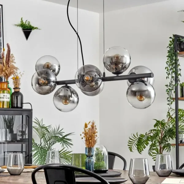 hofstein Gastor Suspension, Boule lumineuse, Suspension Clair, Fumé, 8 lumières* Lampes Modernes