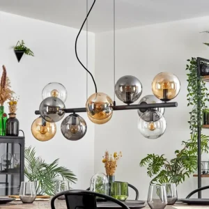hofstein Gastor Suspension, Boule lumineuse, Suspension Ambre, Clair, Fumé, 10 lumières* Lampes Modernes