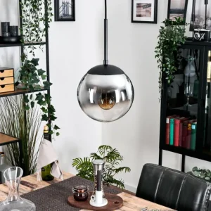 hofstein Gastor Suspension, Boule lumineuse Chrome, Clair, Fumé, 1 lumière* Lampes Modernes