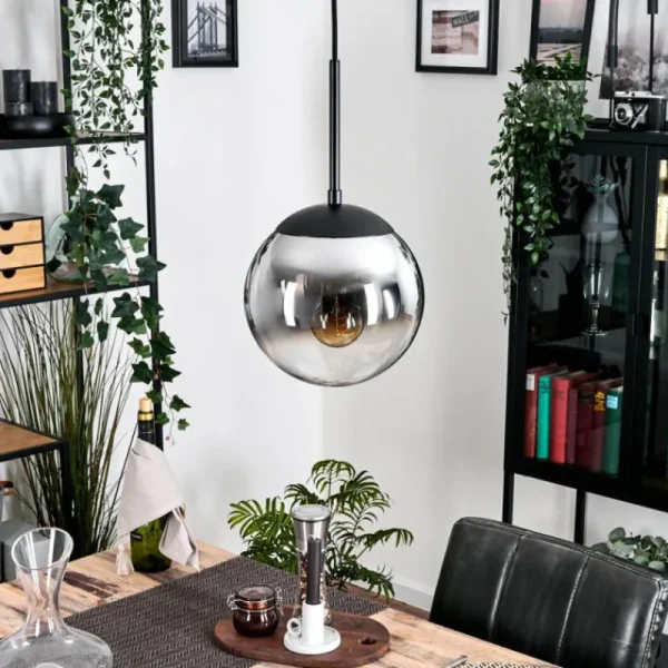 hofstein Gastor Suspension, Boule lumineuse Chrome, Clair, Fumé, 1 lumière* Lampes Modernes