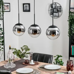 hofstein Gastor Suspension, Boule lumineuse Chrome, Clair, Fumé, 3 lumières* Lampes Modernes