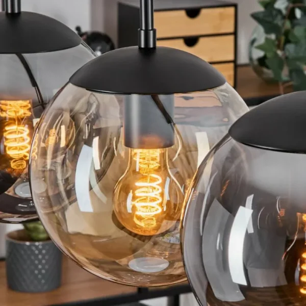 hofstein Gastor Suspension, Boule lumineuse, Suspension Ambre, Fumé, 5 lumières* Lampes Modernes