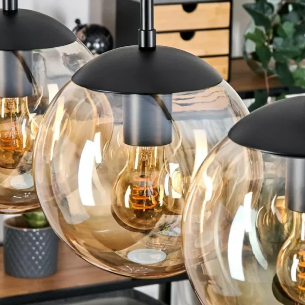 hofstein Gastor Suspension, Boule lumineuse, Suspension Ambre, 4 lumières* Lampes En Verre